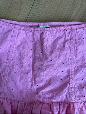 Urban Outfitters Kimchi Blue Pink Eyelet Cotton Tiered Skirt